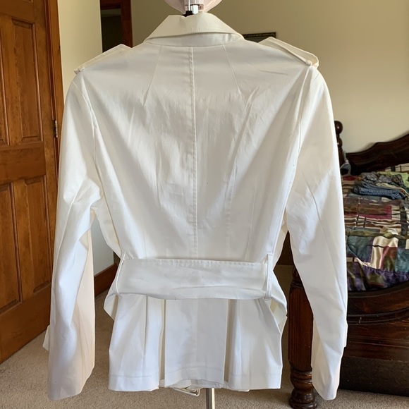 STUNNING White Spiegel Trench Coat Jacket with Belt Size 16P NWOT - Picture 6 of 8